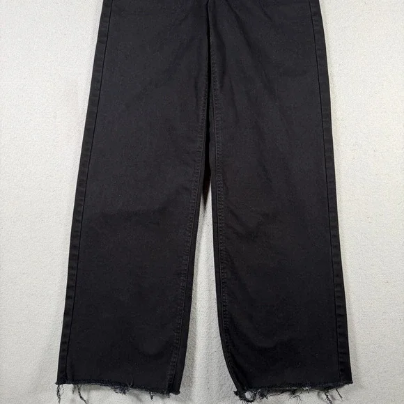 OAT New York Black High Rise Wide Leg Raw Hem Pants P0004-SJMX Size 2/26 - Picture 4 of 15
